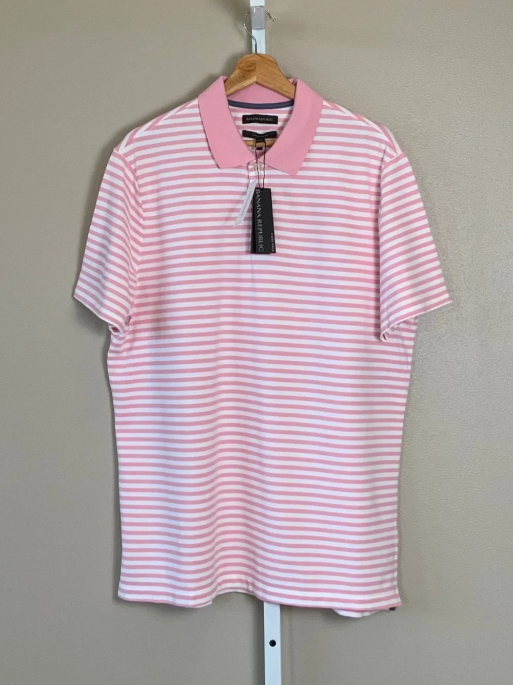 Banana Republic Short Sleeve Striped Standard Fit Pique Polo Shirt